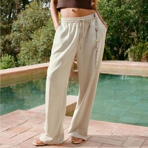 Zara Light Beige Wide Leg Pants Trousers
